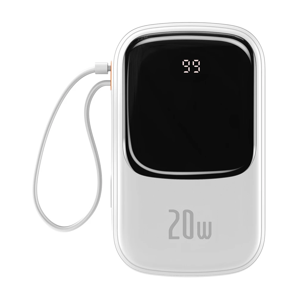 Baseus Qpow PRO Powerbank kabelis, 20000mAh, 20W (balta)