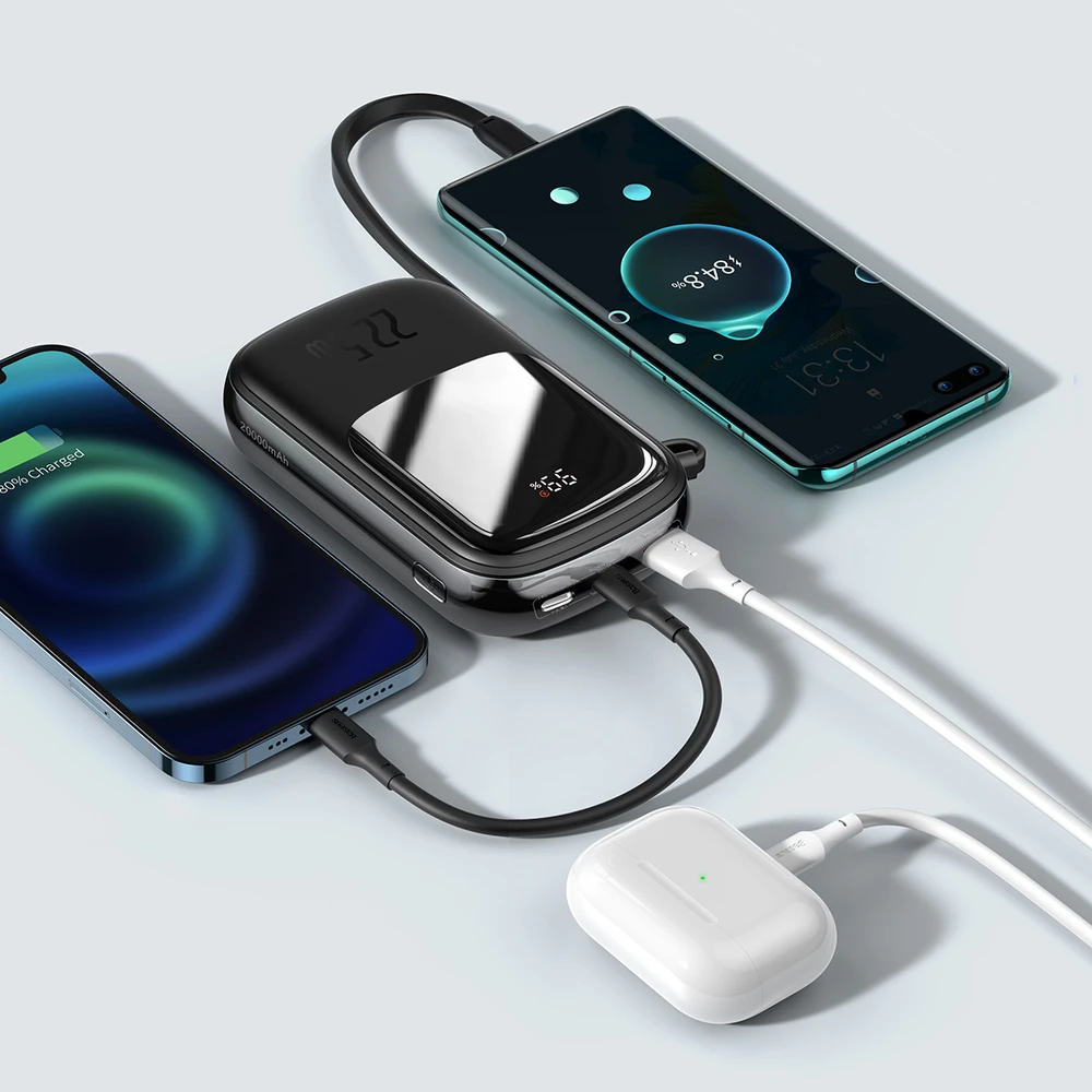 Baseus Qpow PRO Powerbank kabelis, 20000mAh, 22.5W (fekete)