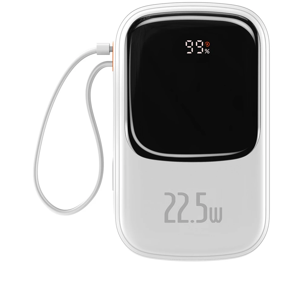 Powerbank Baseus Qpow PRO su laidu, 20000mAh, 22.5W (balta)