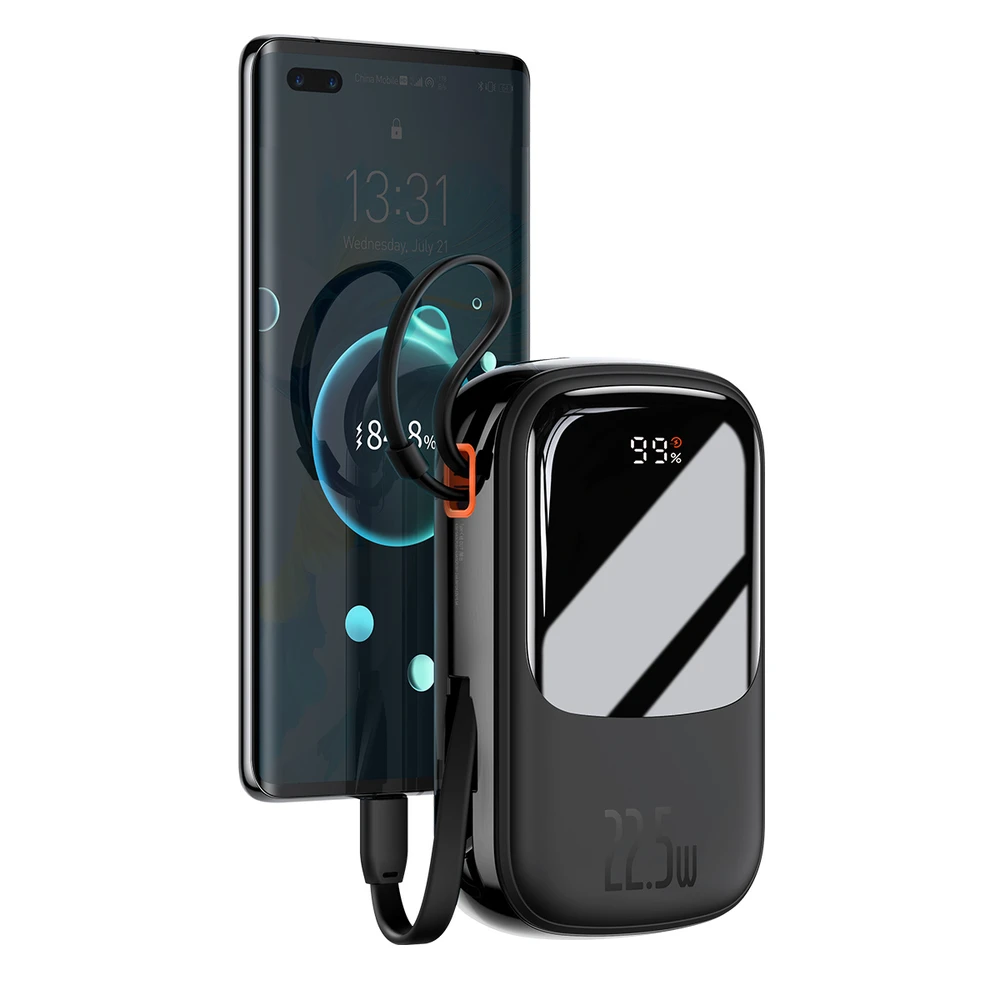 Baseus Qpow PRO Powerbank kabelis, 20000mAh, 22.5W (fekete)