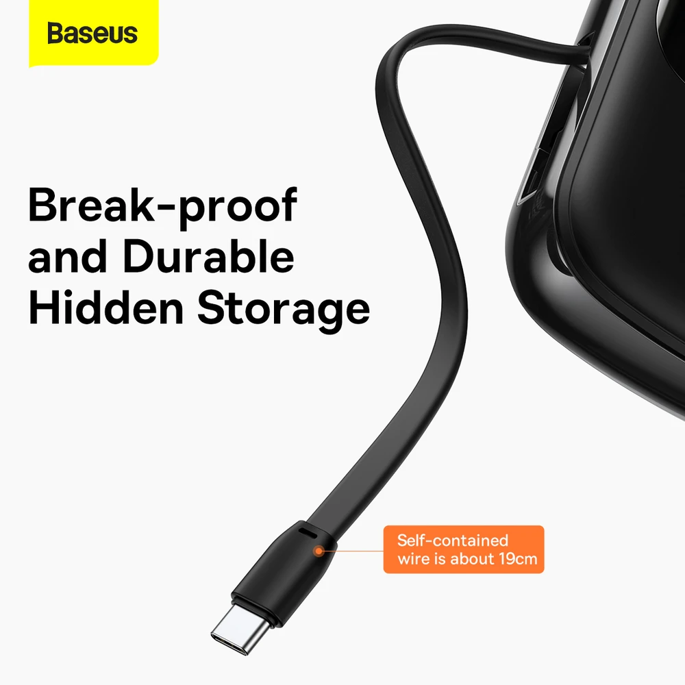 Baseus Qpow PRO Powerbank kabelis, 20000mAh, 22.5W (fekete)