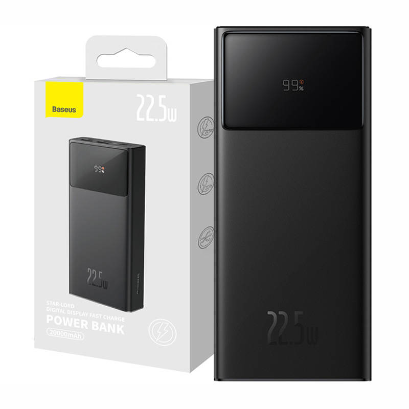 Baseus Star-Lord Power Bank 20000mAh 2xUSB USB-C 22.5W - juodas