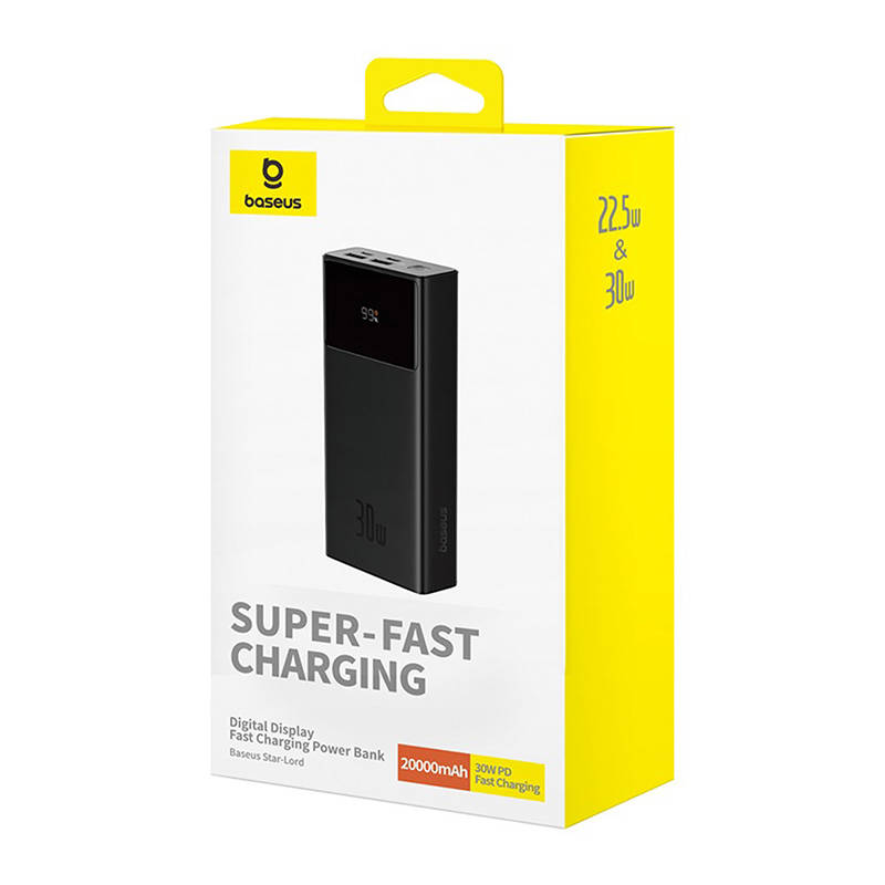 Powerbank Baseus Star-Lord 20000mAh, 30W (juoda)