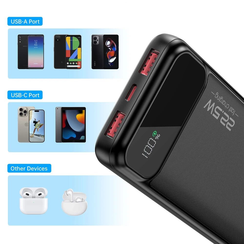 Išorinė baterija Power Bank Choetech B728 22.5W 10000mAh juoda