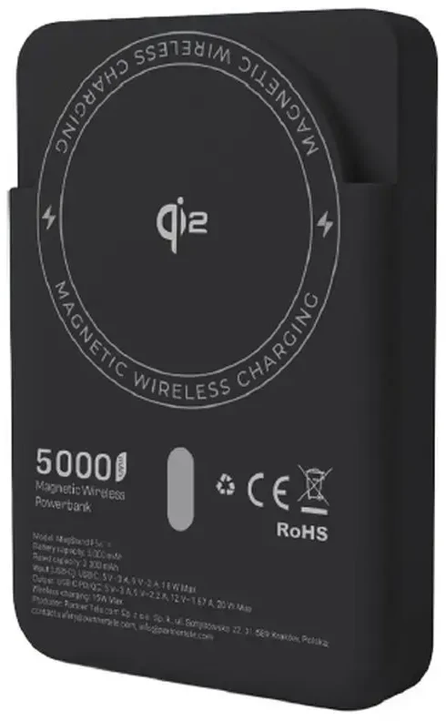 Powerbank compatible with MagSafe Forcell F-Energy MagStand QI2 F5K10 QC3.0 PD3.0 20W 5000 mAh juodas