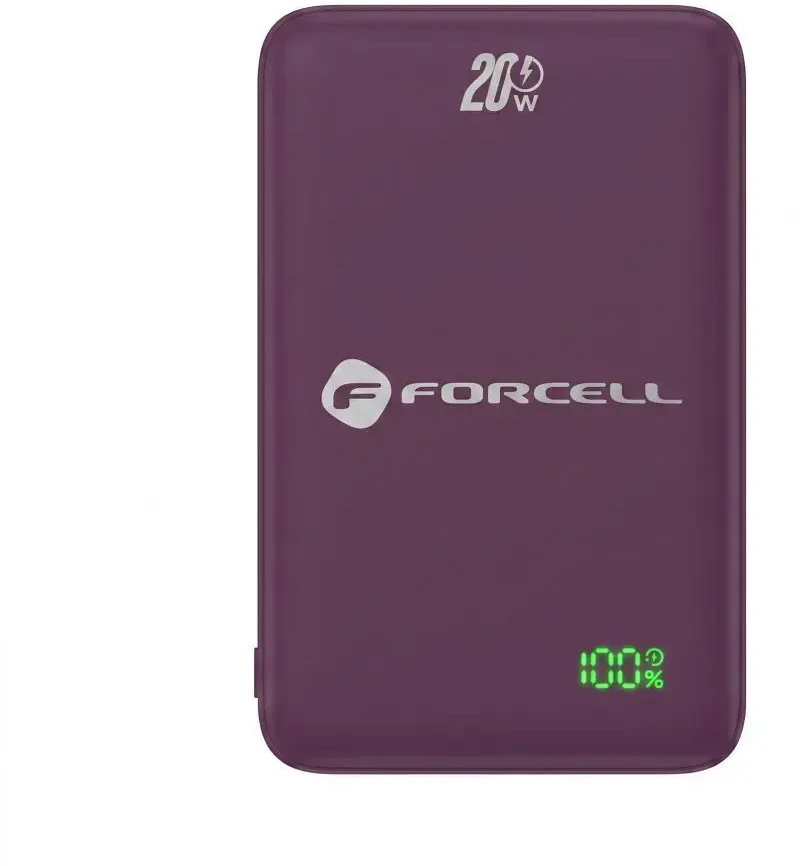 Powerbank compatible with MagSafe Forcell F-Energy SuperSlim F5K8 QC4.0 PD3.0 15W 5000 mAh cherry