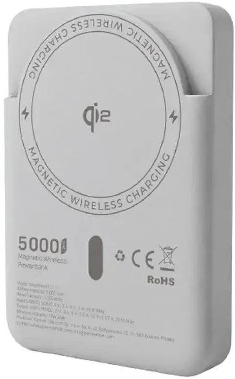 Powerbank compatible with MagSafe Forcell F-Energy MagStand QI2 F5K10 QC3.0 PD3.0 20W 5000 mAh baltas