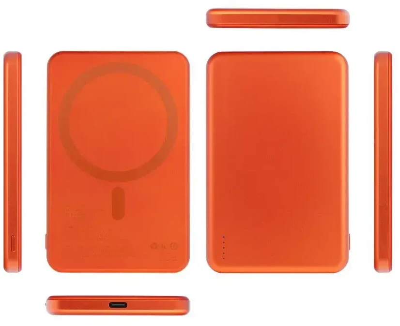 Powerbank compatible with MagSafe Forcell F-Energy Slim F5K9 QC4.0 PD3.0 15W 5000 mAh oranžinis