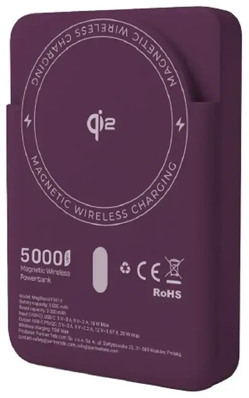 Powerbank compatible with MagSafe Forcell F-Energy MagStand QI2 F5K10 QC3.0 PD3.0 20W 5000 mAh cherry