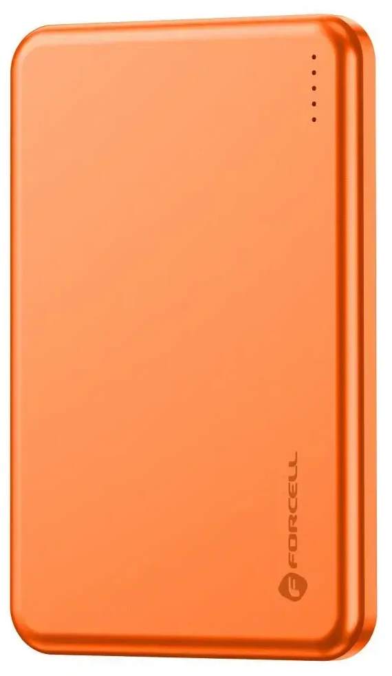 Powerbank compatible with MagSafe Forcell F-Energy Slim F5K9 QC4.0 PD3.0 15W 5000 mAh oranžinis