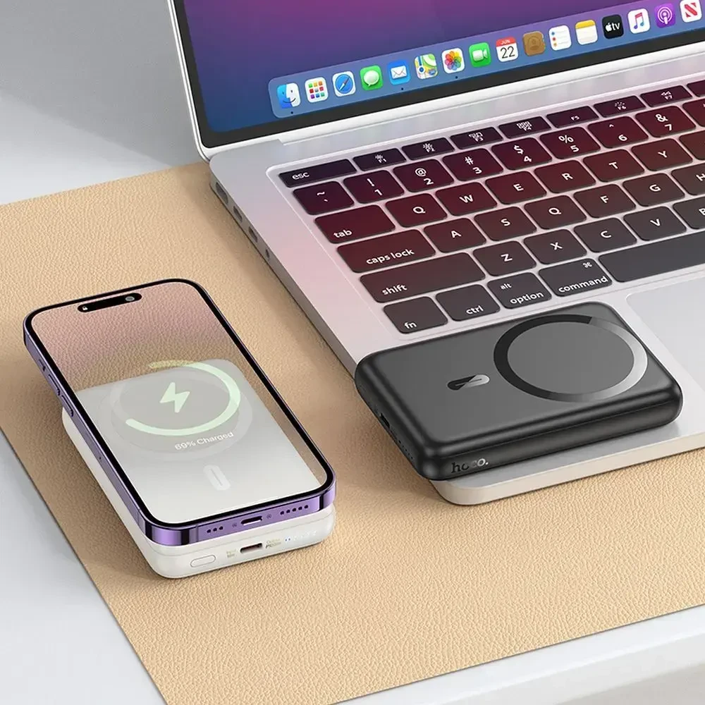 Powerbank compatible with MagSafe Hoco 10000 mAh QC PD 2A 20W J141 juodas