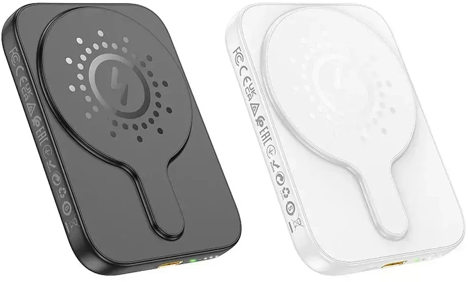 Nešiojamoji baterija, suderinama su „MagSafe Hoco 5000 mAh QC PD 18W J117“, juoda