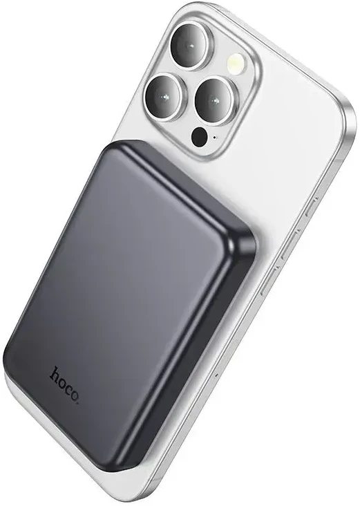 Nešiojamoji baterija, suderinama su „MagSafe Hoco“, 5000 mAh, 2A, 5W, J160, metalo pilka
