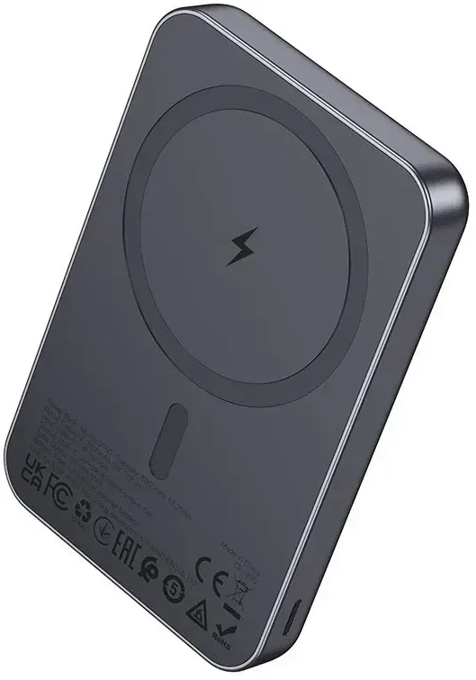 Nešiojamoji baterija, suderinama su „MagSafe Hoco“, 5000 mAh, 2A, 5W, J160, metalo pilka