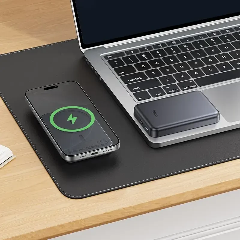 Nešiojamoji baterija, suderinama su „MagSafe Hoco“, 5000 mAh, 2A, 5W, J160, metalo pilka