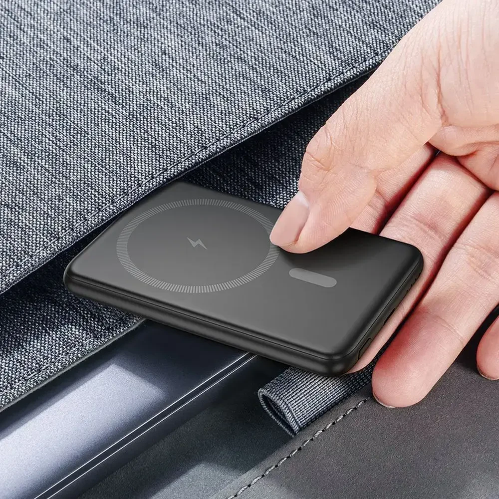 Išorinė baterija, suderinama su „MagSafe Hoco 5000 mAh QC PD 2A 20W“, itin plona, J140A, juoda