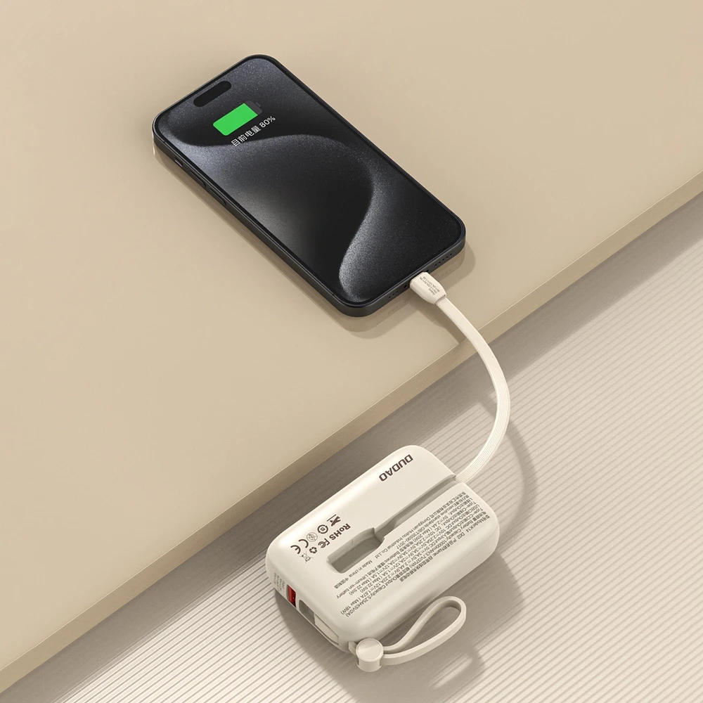 Dudao K14 10000mAh power bank su USB-C / Lightning kabeliais - gelsvas