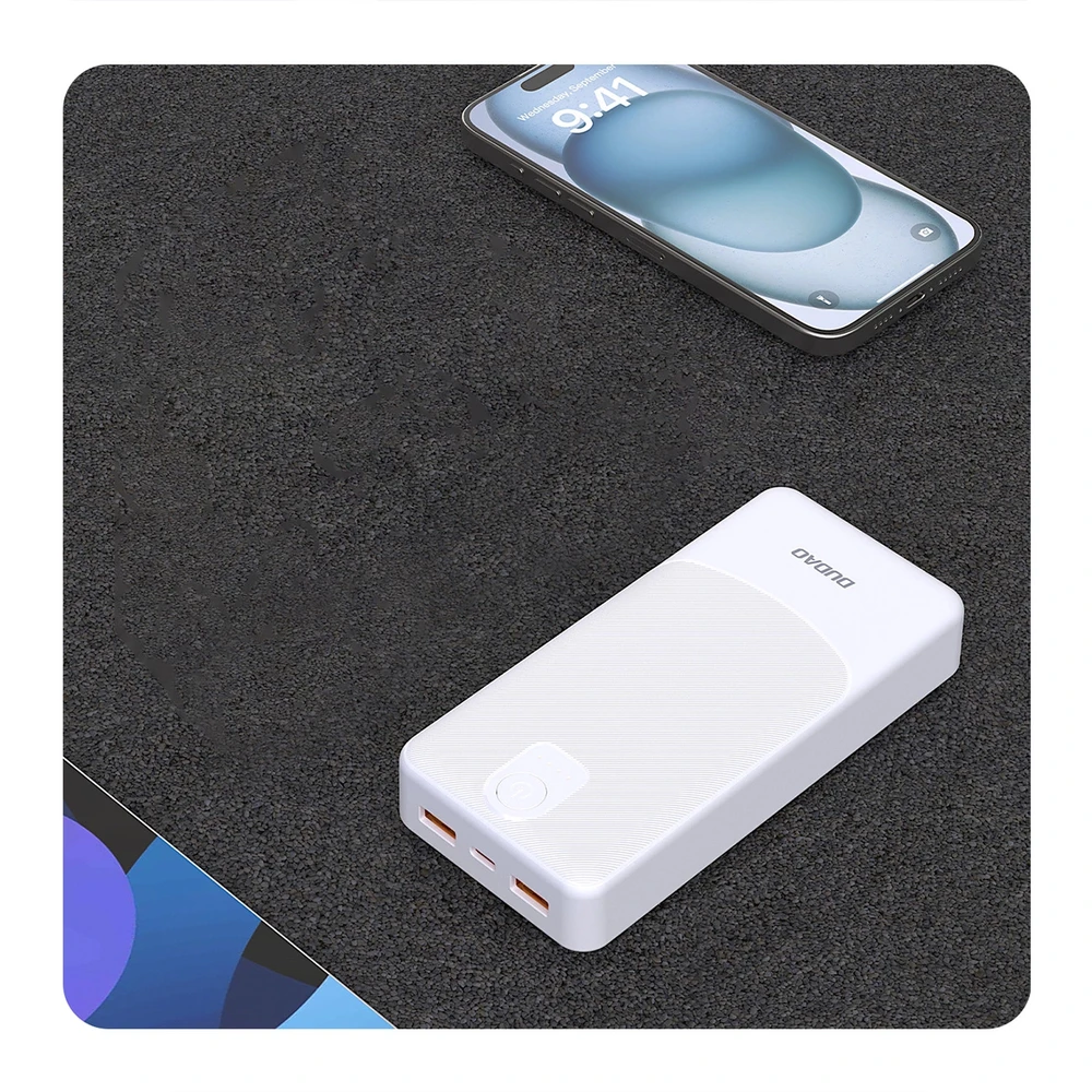 Powerbank Dudao K10Pro 2.4A 20000mAh 2 x USB-A - baltos spalvos