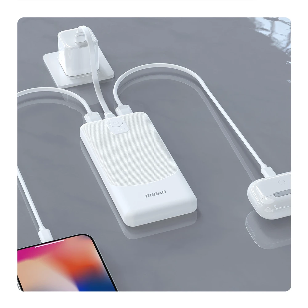 Powerbank Dudao K10Pro 2.4A 20000mAh 2 x USB-A - baltos spalvos