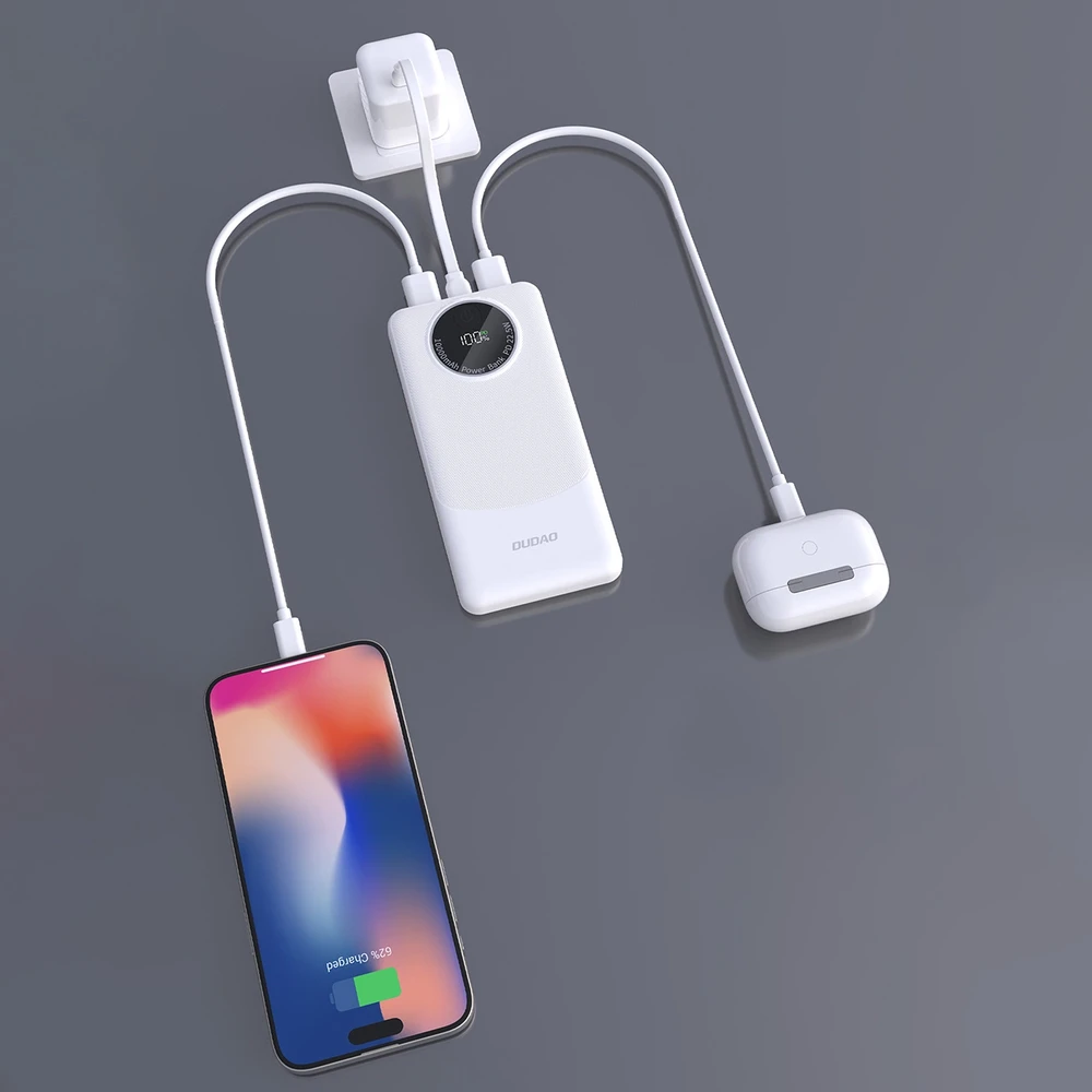 Powerbank Dudao K12 10000mAh PD22.5W USB-A, USB-C – juodos spalvos