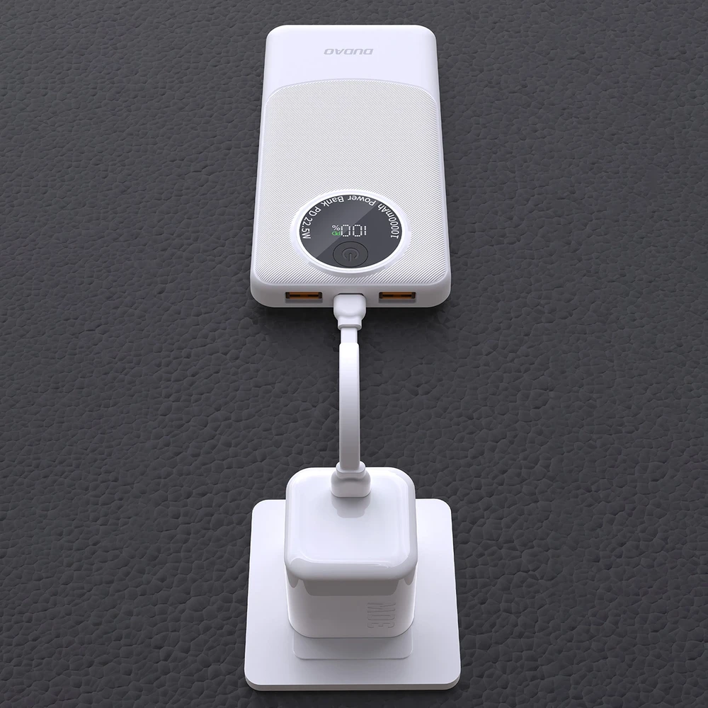Powerbank Dudao K12 10000mAh PD22.5W USB-A, USB-C – baltos spalvos