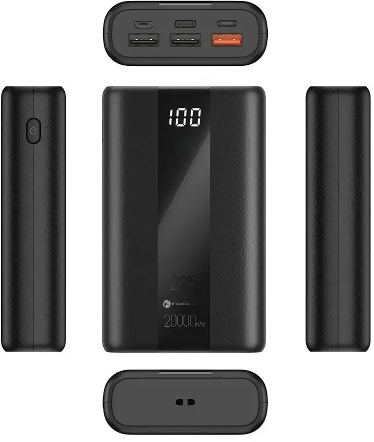 Nešiojamoji baterija Forcell F-Energy Energo P20K2 QC3.0 PD 3A 22,5W 20000 mAh juoda