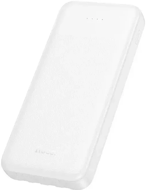 Nešiojamas įkroviklis Hoco 10000 mAh 2A su keturiais įmontuotais kabeliais USB A + USB C + Lightning + Micro USB J163 baltas
