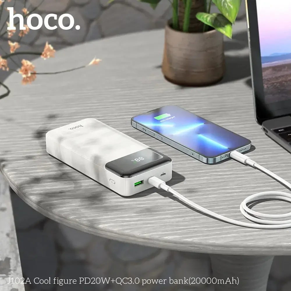 Išorinė baterija Power Bank Hoco J102A PD20W+QC3.0 20000mAh baltas