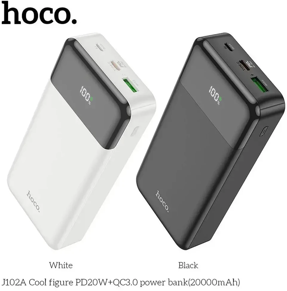 Išorinė baterija Power Bank Hoco J102A PD20W+QC3.0 20000mAh juodas