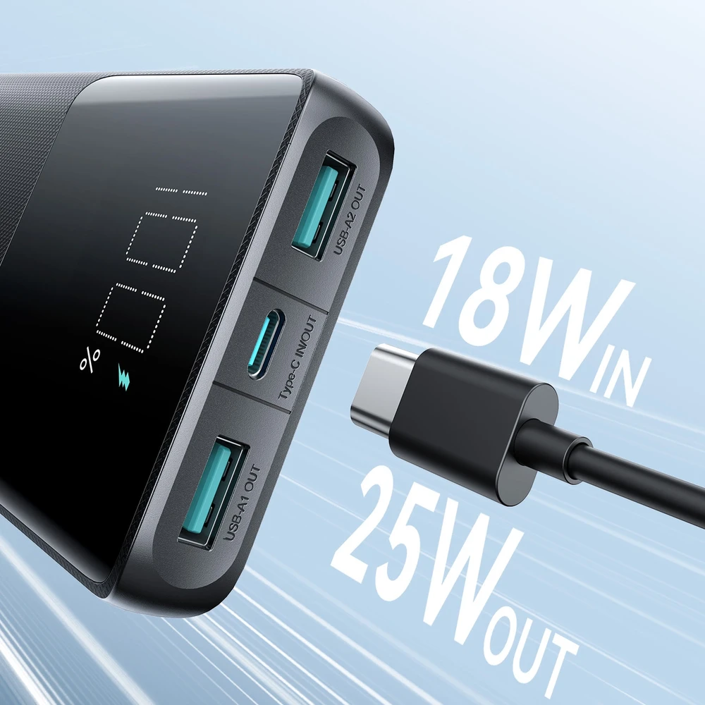 Išorinė baterija Power Bank Joyroom JR-PBF20 22.5W 10000mAh juoda
