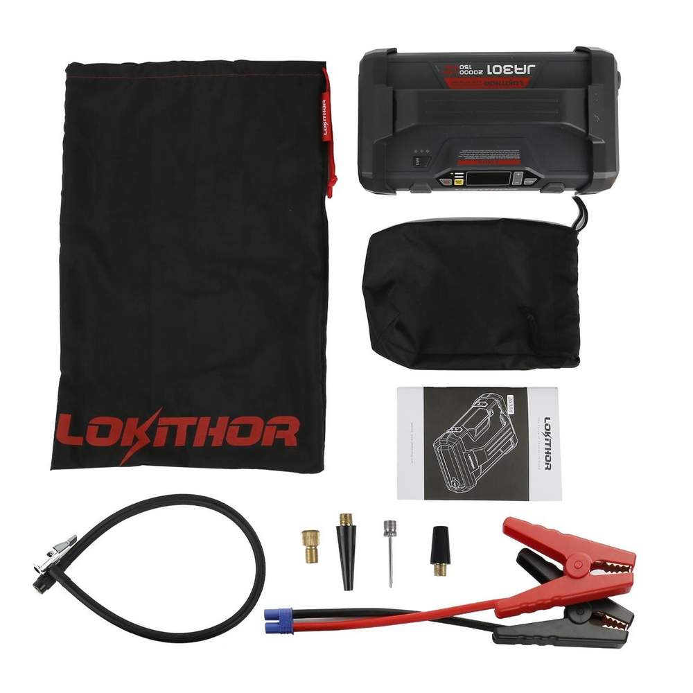 Gens Ace & Tattu Powerbank / Jump Starteris Lokithor JA301 20000mAh, 2000A su kompresoriumi 10-150 PSI