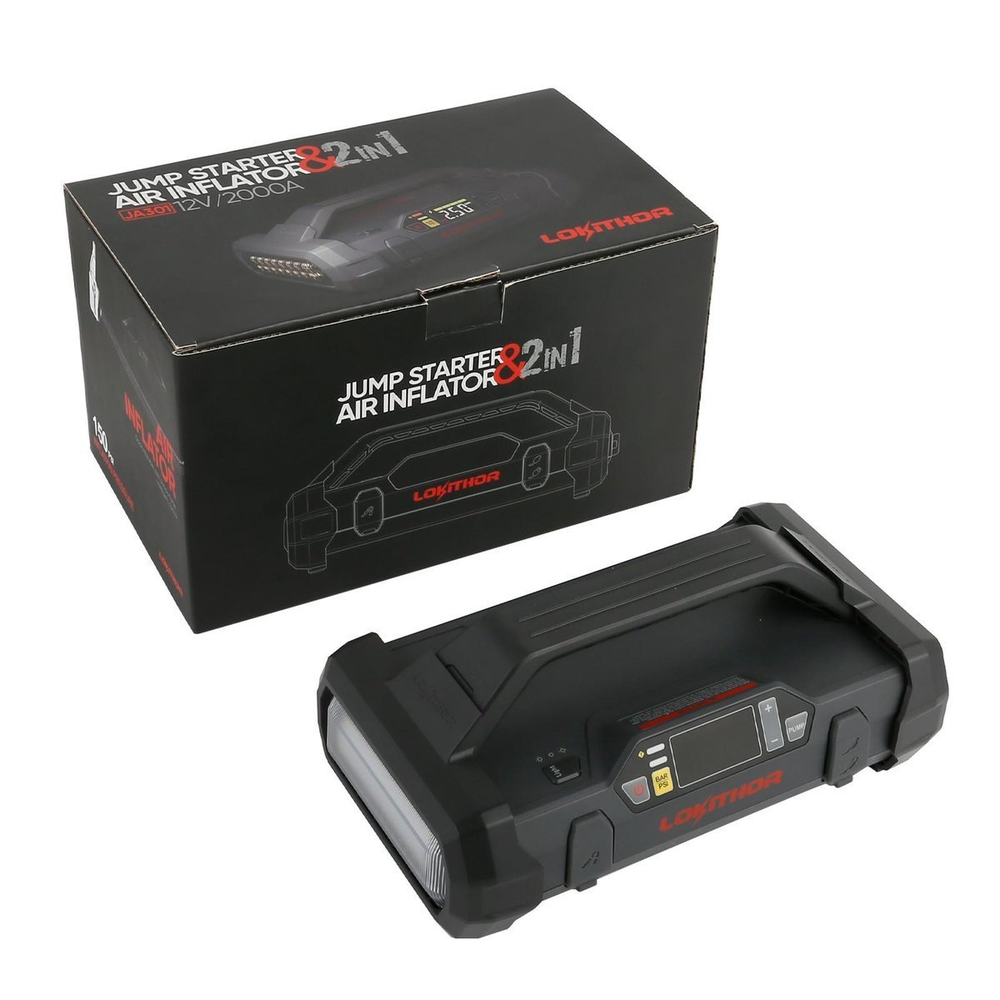 Gens Ace & Tattu Powerbank / Jump Starteris Lokithor JA301 20000mAh, 2000A su kompresoriumi 10-150 PSI
