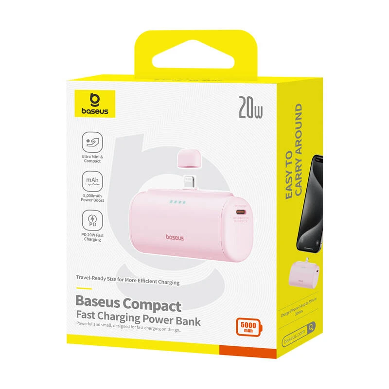 Powerbank OS-Baseus Compact IP 5000mAh 20W (rožinė)