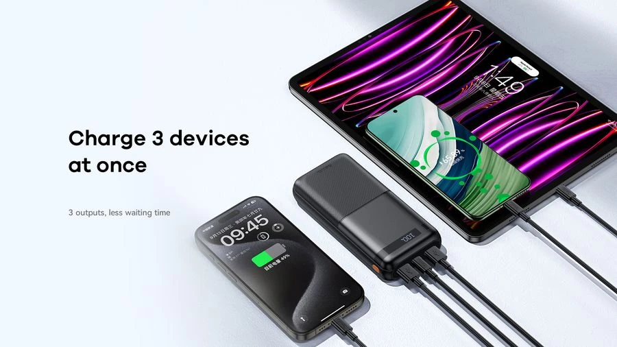 Greito įkrovimo išorinė baterija (Powerbank) REMAX RPP-72 20000mAh 22.5W QC + 20W PD, juoda