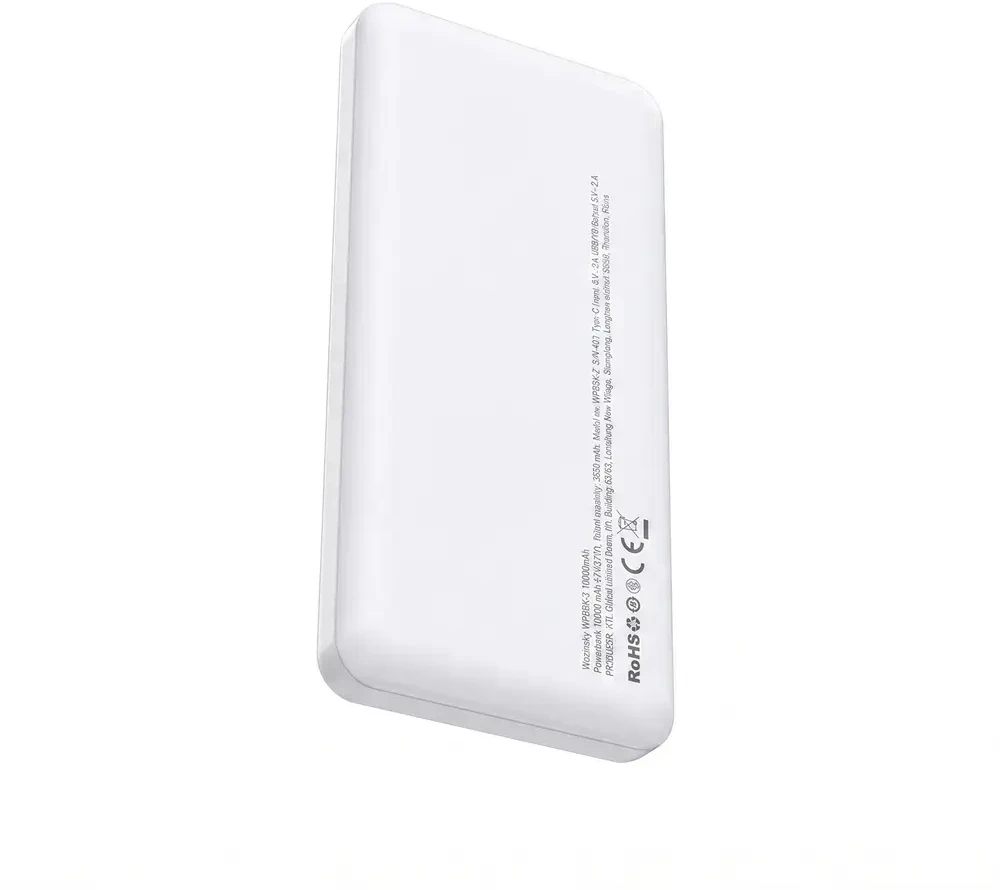 Wozinsky Wpower WPBBK-3 10000 mAh 10W 2x USB-A 2A Powerbank - baltas