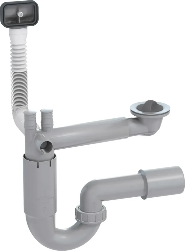 Prevex Sifonas 1 1/2" X 50mm su perpildymu ir skalbimo mašinos jungtimi
