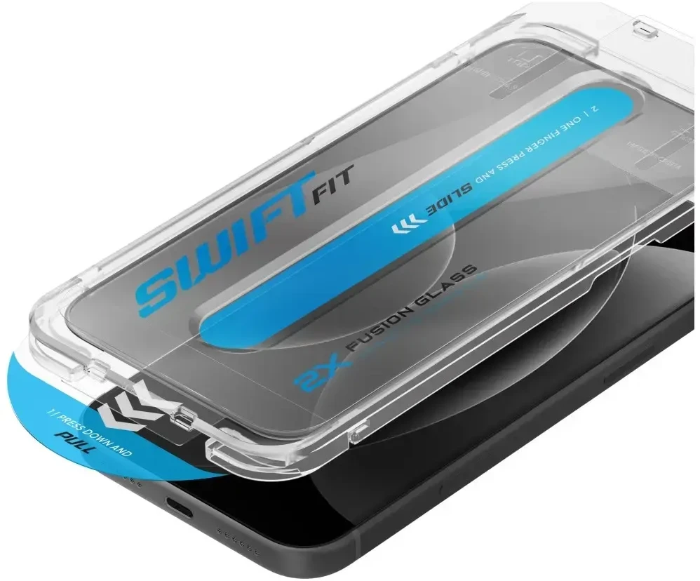 Privatumą užtikrinantis stiklas UNIQ Optix SwiftFit Privacy DX2, skirtas iPhone 18 Pro Max su aplikatoriumi