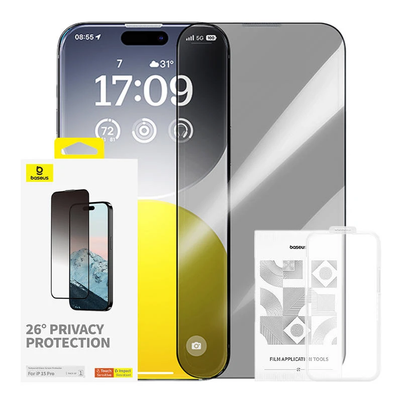 Privatumo apsauga grūdintas stiklas Baseus Diamond iPhone 15 Pro