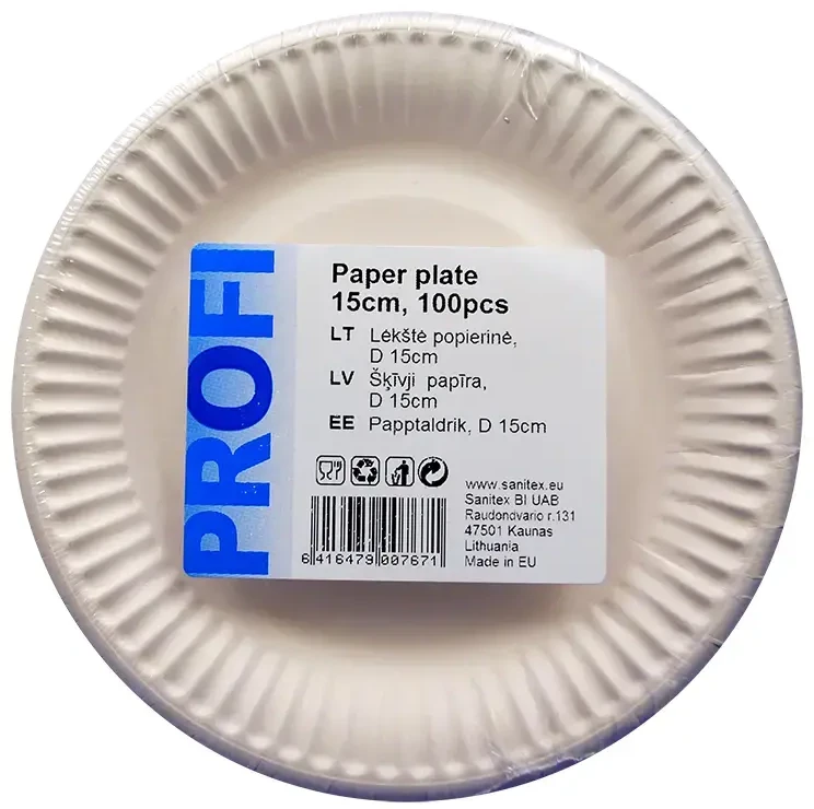 Profi Cook Vienkartinės popierinės lėkštės, 15 cm, (100 vnt)
