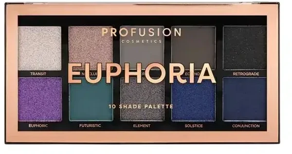 Profusion Cosmetics Euphoria Eyeshadow Palette 10 Shades, 103 g