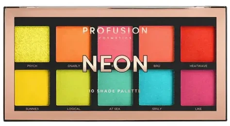 Profusion Cosmetics Profusion 10 atspalvių paletė neoninė