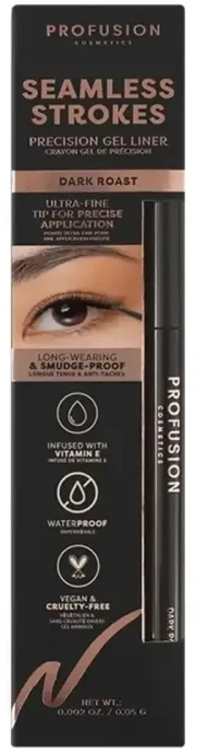 Profusion Cosmetics Seamless Strokes Long Lasting & Defining Gel Akių apvadas Dark Roast 0.05 g