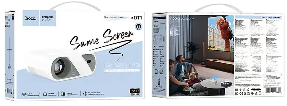Projektorius HD Ready Hoco Wi-Fi Bluetooth 720P DT1 baltas