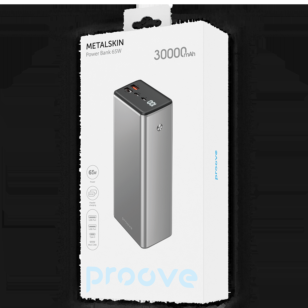 Proove power bank MetalSkin 65W 30000mAh pilkos spalvos