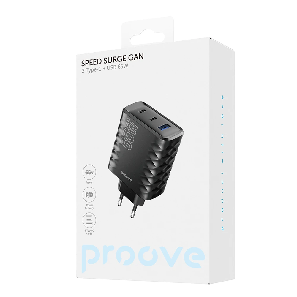 Proove Speed Surge Gan 65W juodos spalvos