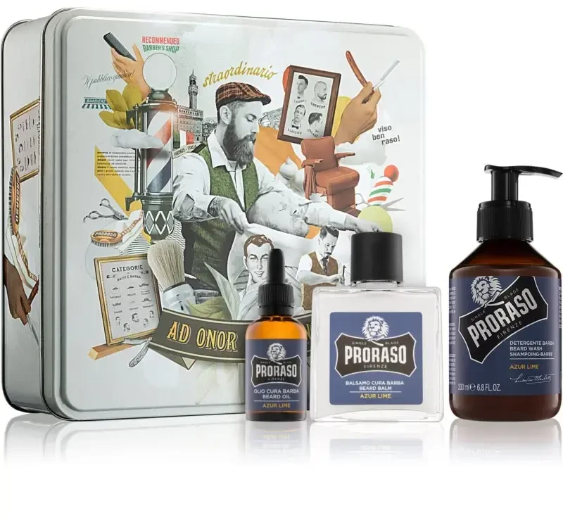 Vintažinis barzdos rinkinys Proraso Azur Lime Vintage Beard Care Kit