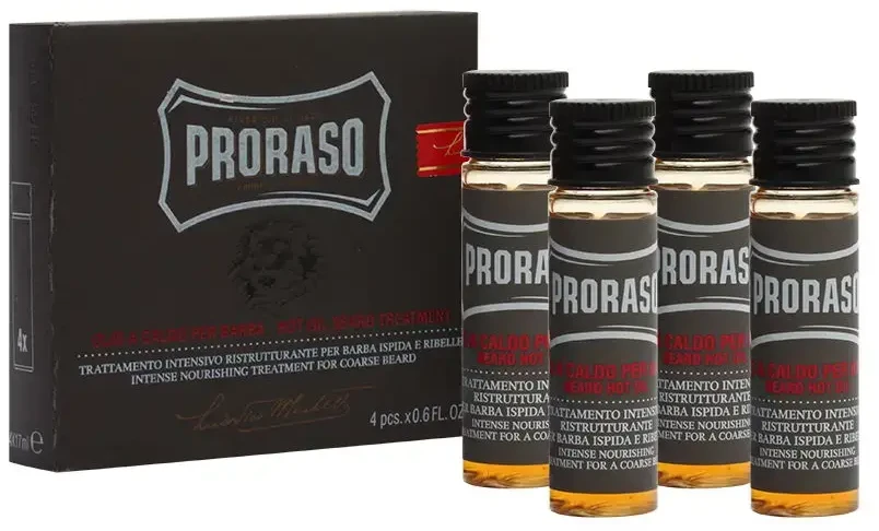 Proraso Wood & Spice Karštas aliejus barzdos priežiūrai, 4x17 ml