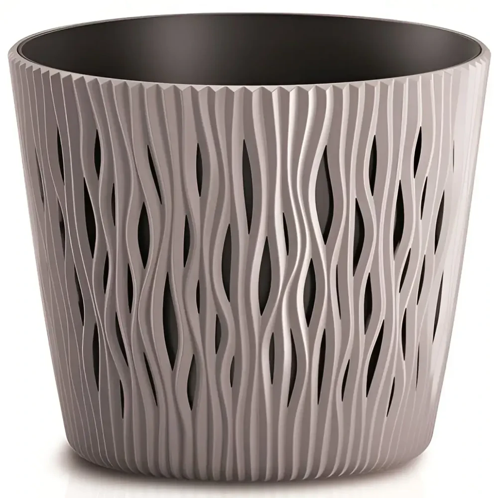 Prosperplast Gėlių vazonas Sandy Round 22x26cm, tamsiai rudas