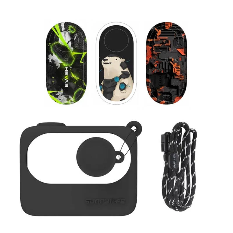 Apsauginis dėklas Sunnylife skirtas Insta360 GO 3 Juodas su lipdukais