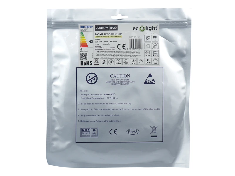 ECOLIGHT2 EcoLight Eco* LED juosta EC79929 LED juosta COB WW IP20 45W 9W/m 5m 3000K